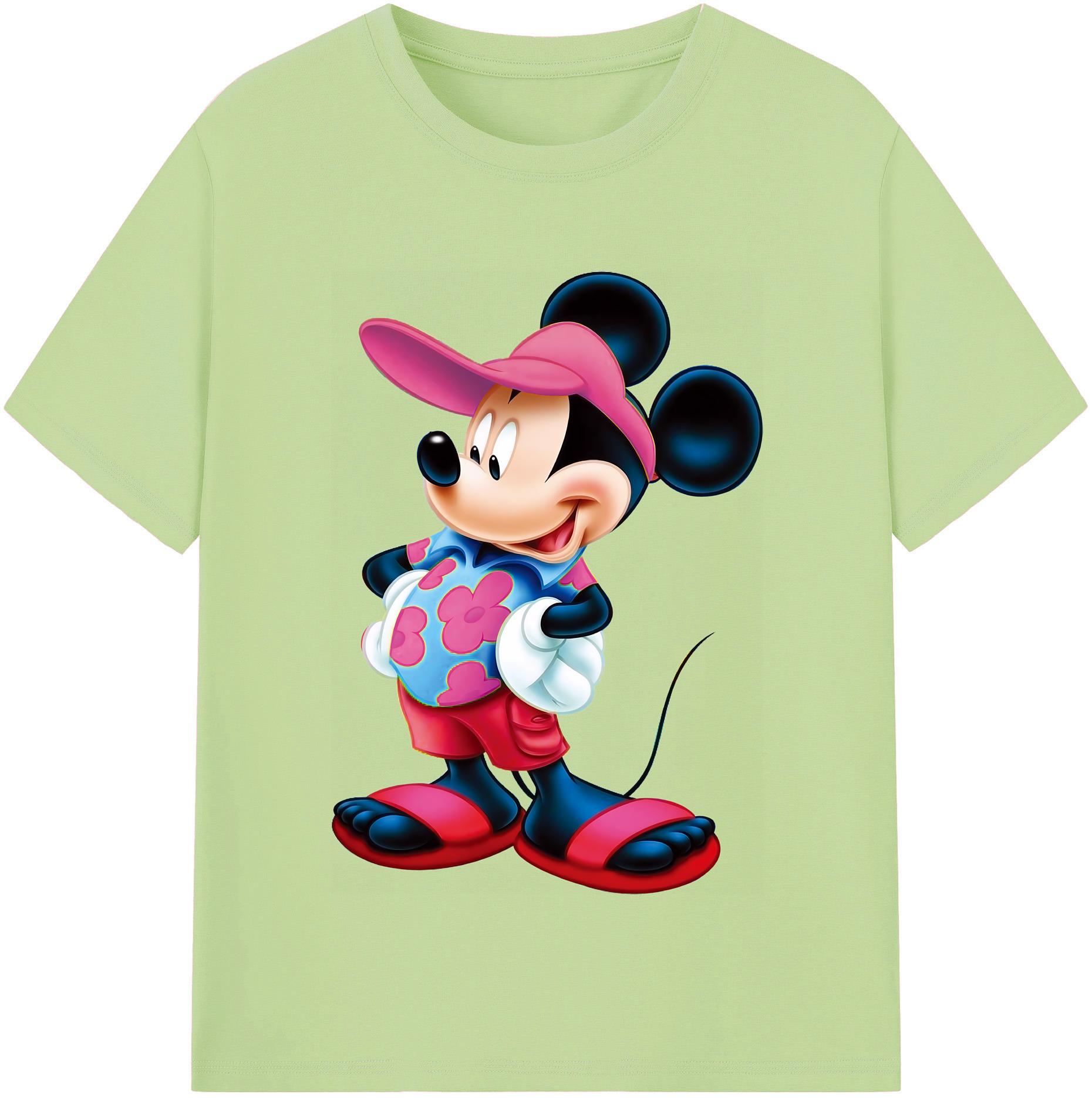 （画像用） ミッキーマウス Mickey Mouse 綿100％半袖Tシャツ（フロントプリント）